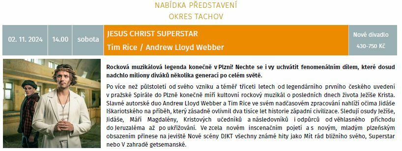 KULTURA OBČANŮM OBCE SYTNO – MUZIKÁL JESUS CHRIST SUPERSTAR